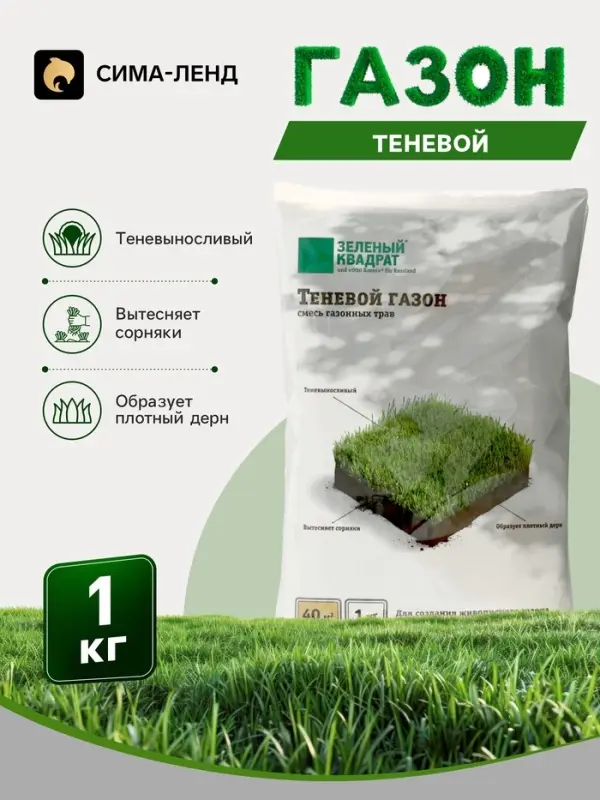 Газон Теневой &laquo;Зеленый квадрат&raquo;, 1 кг