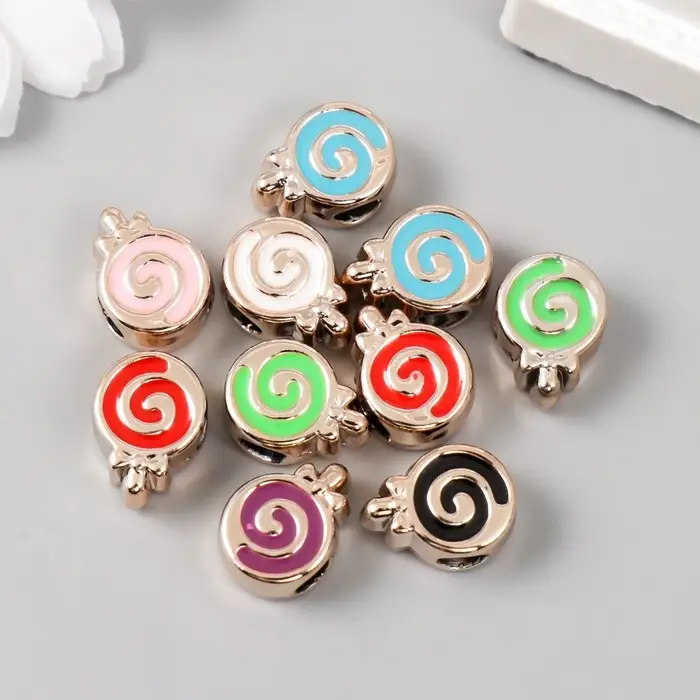 Бусины для творчества пластик Бусины для творчества пластик "Карамелька яркая серединка" МИКС набор 10 шт 1,4х1,1 см 781244