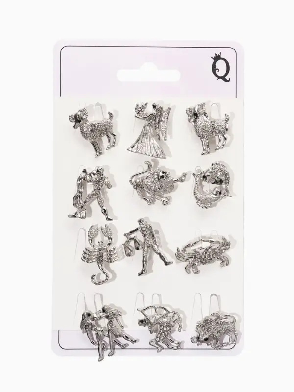 Брошь &laquo;Знаки зодиака&raquo;, ассорти, гороскоп, белая в серебре