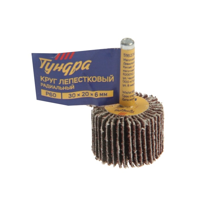 Круг лепестковый радиальный ТУНДРА, 30 х 20 х 6 мм, Р60 Круг лепестковый радиальный ТУНДРА, 30 х 20 х 6 мм, Р60