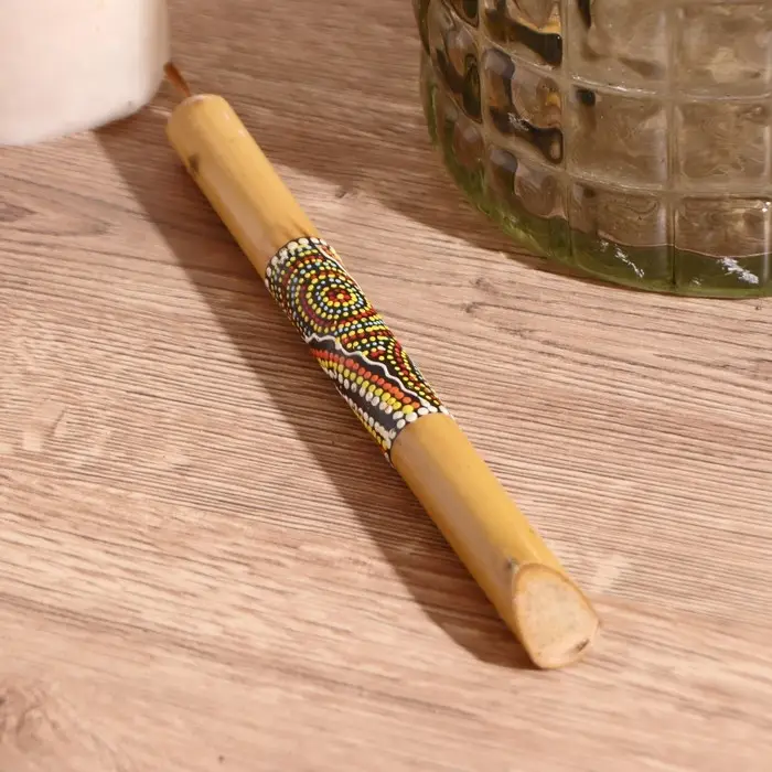 Сувенирный музыкальный инструмент "Свисток из бамбука с узором" МИКС 17х1,5х1,5 см