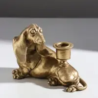 Подсвечник на 1 свечу &laquo;Шарж. Такса&raquo;, полистоун, золото, 19&times;11&times;13 см