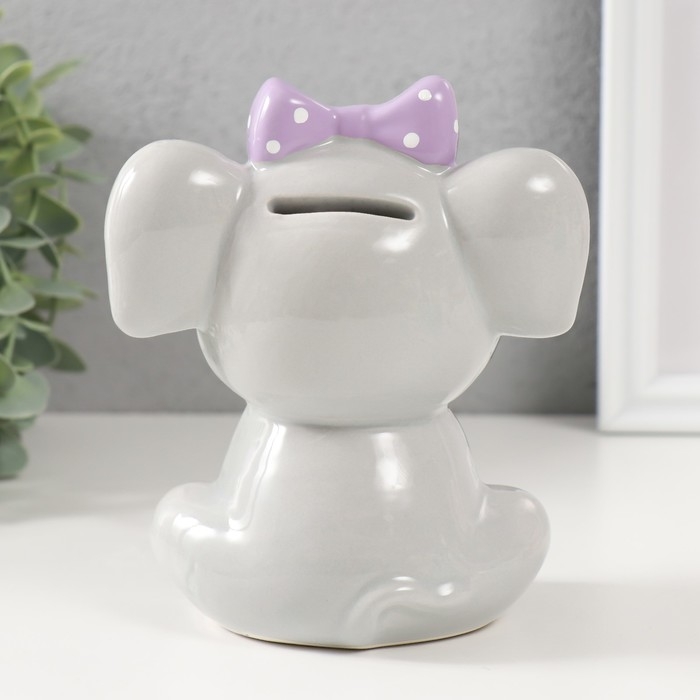 Копилка керамика Копилка керамика "Серый слонёнок с бантом" 12,4х9,9х14,2 см