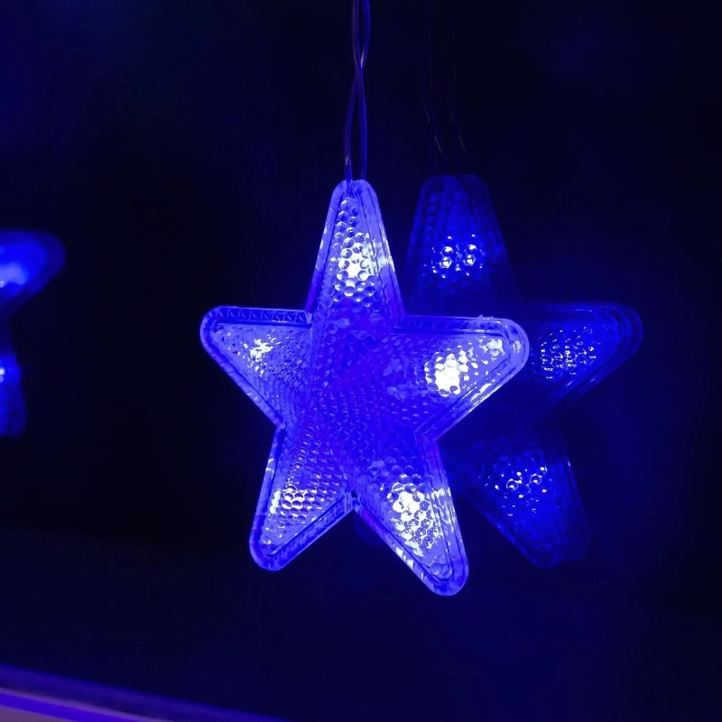 Гирлянда светодиодная Бахр 2.4x0.9м Звездочки,IP20,186LED,син,8реж 4356975