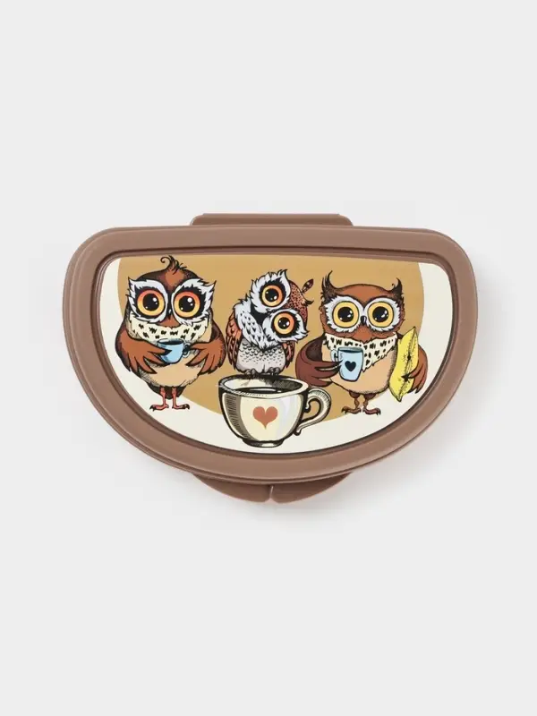 Бутербродница IDEA &laquo;Совы&raquo;, 325 мл, 10.5&times;15&times;4 см, пластик, коричневая