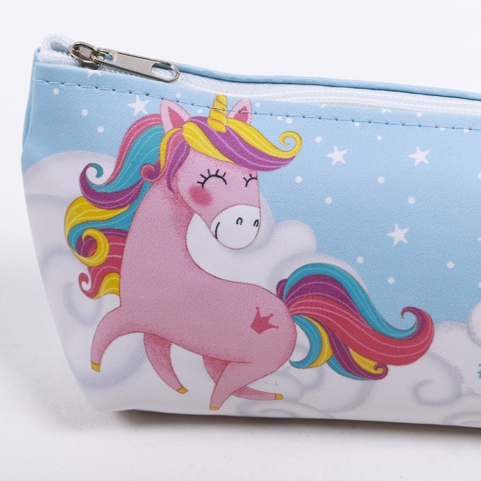 Пенал мягкий, 1 отделение, 80 х 190 х 40 мм, объёмный искусственная кожа, Пенал мягкий, 1 отделение, 80 х 190 х 40 мм, объёмный искусственная кожа, "Единорог"