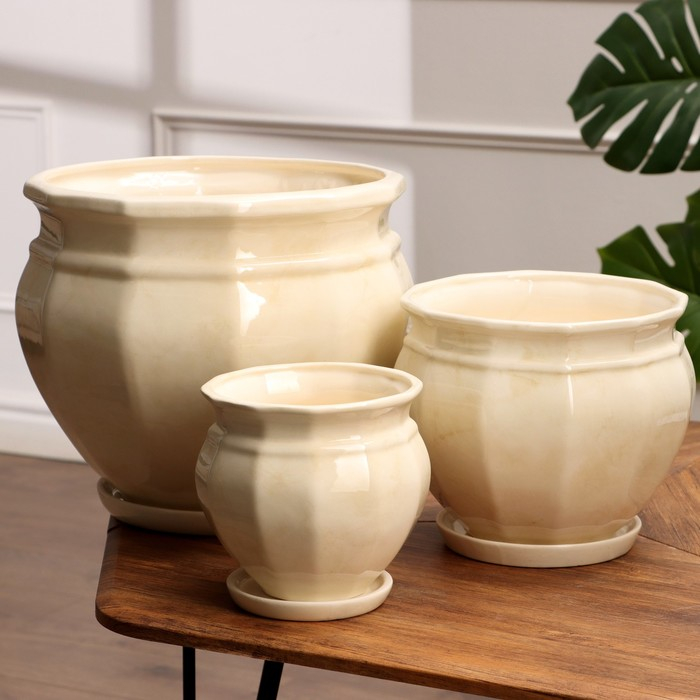 Набор горшков 3шт. Набор горшков 3шт. "Мираж" белый: 14,5л. 5,3л, 2л