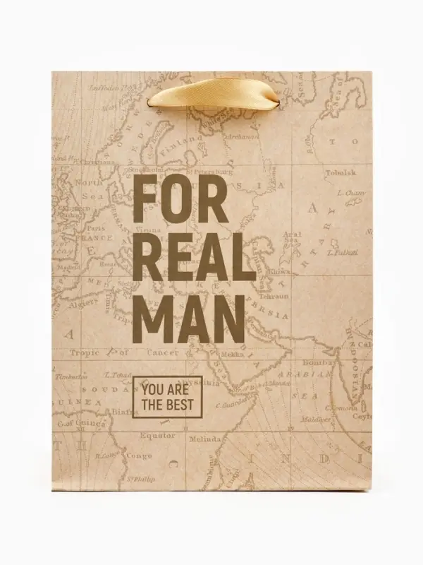 Пакет подарочный крафтовый, упаковка, «For real man», MS 18 х 23 х 10 см Пакет подарочный крафтовый, упаковка, «For real man», MS 18 х 23 х 10 см