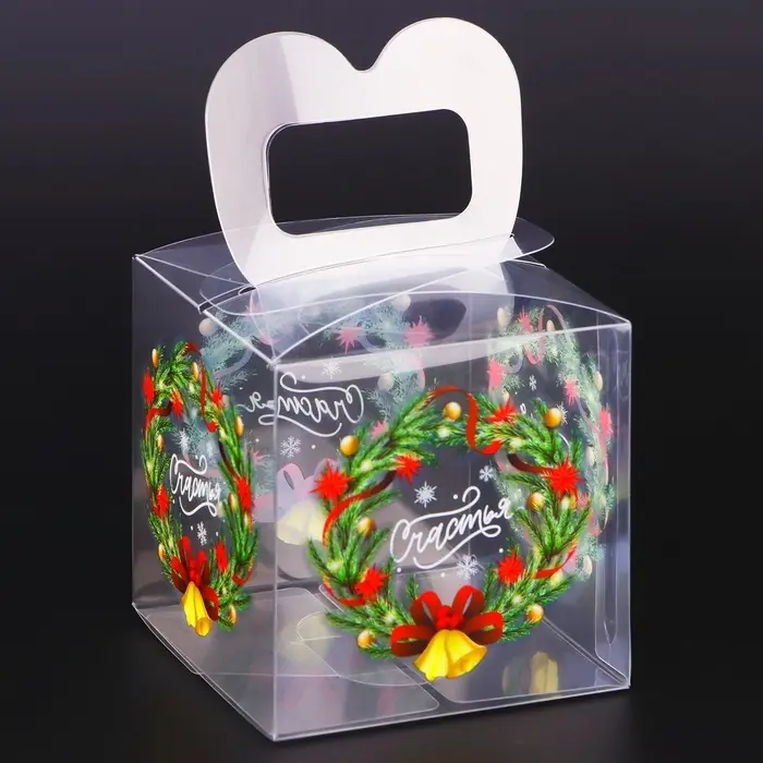 Коробка подарочная новогодняя складная ПВХ « Счастья в Новогом году» 7×7×7 см Новый год Коробка подарочная новогодняя складная ПВХ « Счастья в Новогом году» 7×7×7 см Новый год