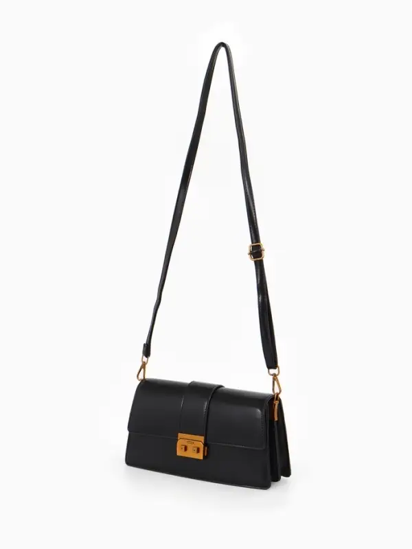 Сумка женская мессенджер TEXTURA на клапане, 26&times;8.5&times;14 см, чёрная