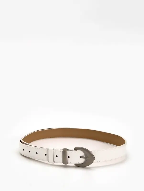 Ремень женский, 110&times;3 см, пряжка металл матовая, серебристая, белый