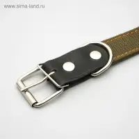 Ошейник брезентовый двухслойный, безразмерный, 72&times;3.5 см, ОШ 45-60 см, хаки