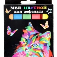 Мел цветной &laquo;Кот и бабочки. JUMBO&raquo;, 5 шт.