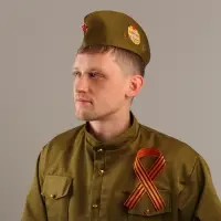 Костюм военного: пилотка, Георгиевская лента, 40 см, атлас, обхват головы 54-57 см