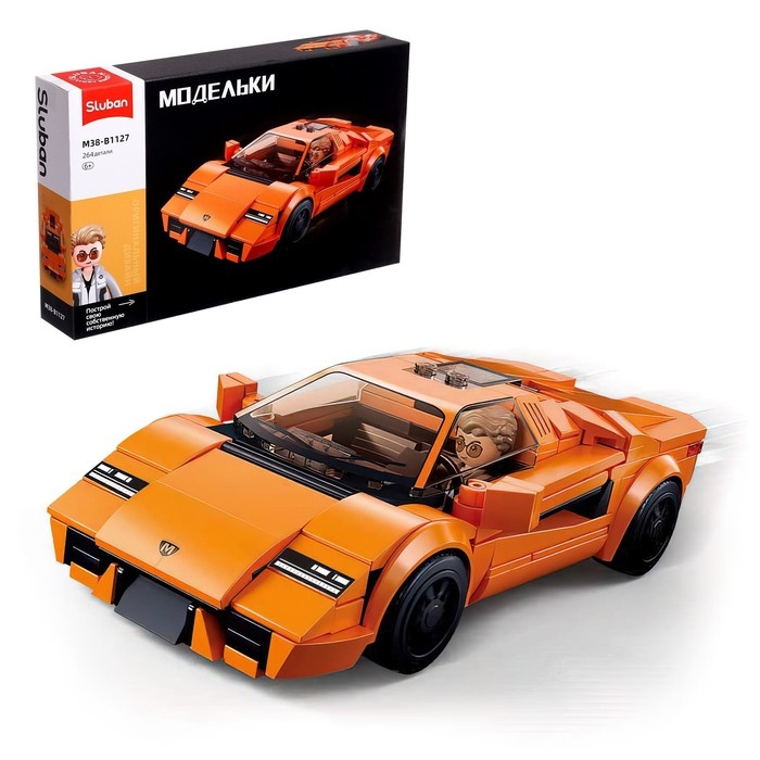 Конструктор гоночная машина Sluban Модельки, 264 детали, 6+ Конструктор гоночная машина Sluban Модельки, 264 детали, 6+