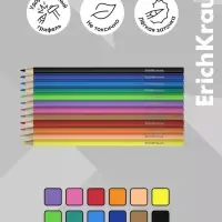 Карандаши 12 цветов, ErichKrause Techno Dino, пластиковые, шестигранные