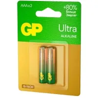 Батарейка алкалиновая GP Ultra, AAA, LR03-2BL, 1.5 В, блистер, 2 шт.