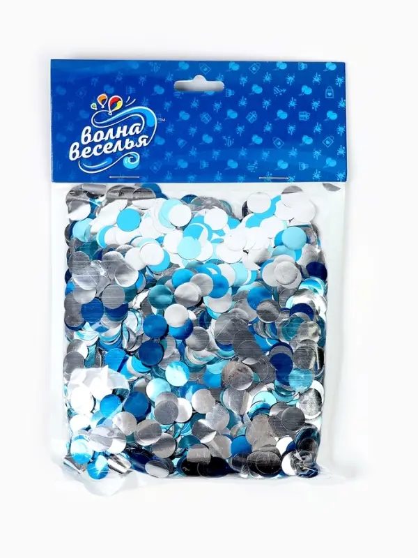 Конфетти &laquo;Круг&raquo; голубой МИКС, металлик, 1 см, 50 г