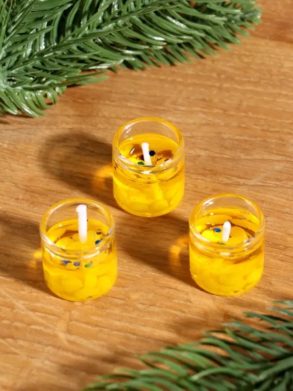 Набор гелевых свечей «Золотой конь. На удачу», 3 шт, золотые, 2,5 х2,5 х 2,5 см