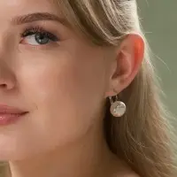 Серьги пластик &laquo;Майорика&raquo;, круг, белые в серебре