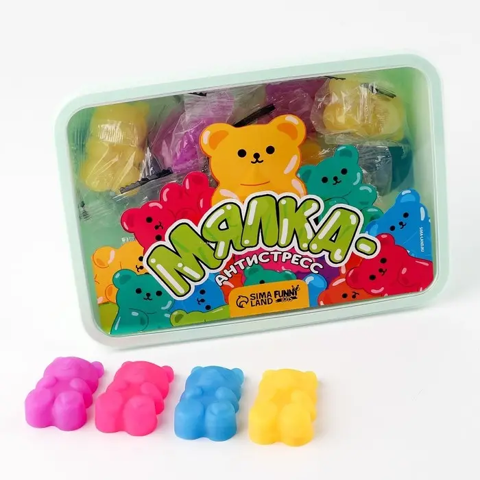 Антистресс сквиш мялка «Мишки», в банке, МИКС Антистресс сквиш мялка «Мишки», в банке, МИКС