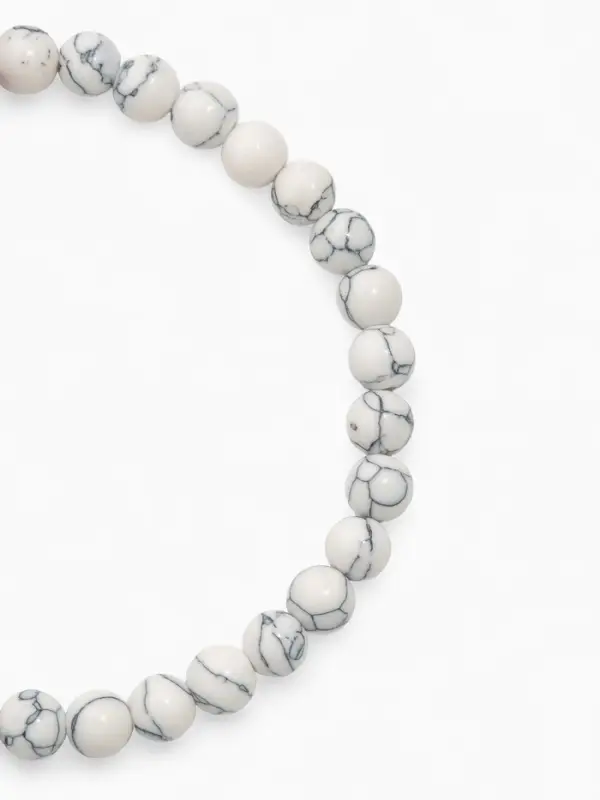 Браслет из бусин &laquo;Кахолонг&raquo;, d=5.5 см, шар №6, белый