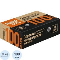 Скрепки Attache  металлические без. покрытия,28 мм, негофрирован.,100шт/уп