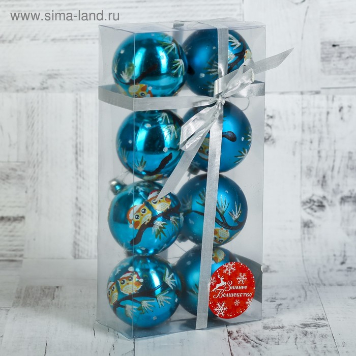 Набор шаров пластик d-6 см, 8 шт Набор шаров пластик d-6 см, 8 шт "Совята" голубой