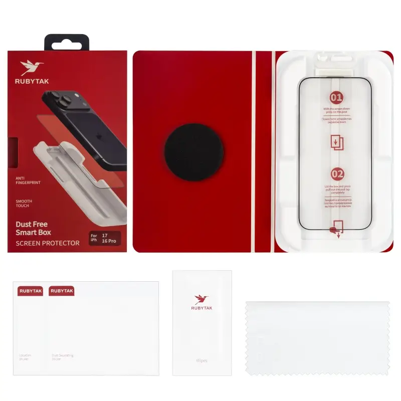 Защитное стекло для iPhone 17/16 Pro RUBYTAK Silk Print с аппликатором