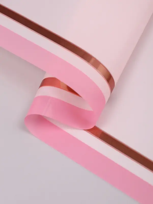 Плёнка для цветов &laquo;Двойная кайма&raquo;, светло-розовый, 57&times;57&plusmn;2 см