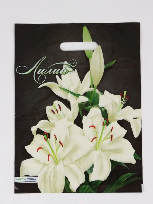 Пакет Пакет "Лилии, полиэтиленовый с вырубной ручкой 30х40 см, 60 мкм