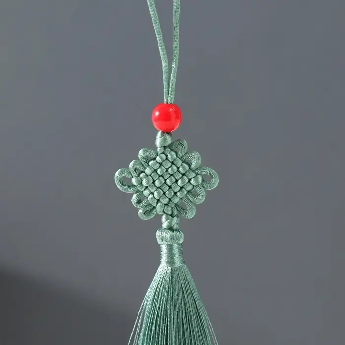 Подвеска текстиль, пластик "Узел счастья и бесконечности" лагуна 8,5 см