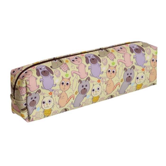 Пенал школьный на молнии Пенал школьный на молнии "Кошки/Собачки", МИКС