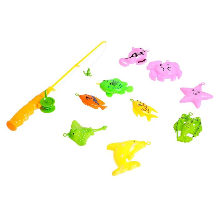 Рыбалка «Ловись, рыбка» 9 рыбок, удочка, цвета МИКС Рыбалка «Ловись, рыбка» 9 рыбок, удочка, цвета МИКС