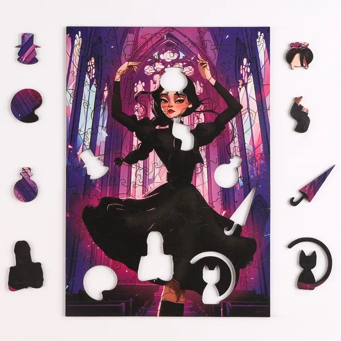 Пазл деревянный фигурный Puzzle &laquo;Девочка в чёрном платье&raquo;, 80 элементов