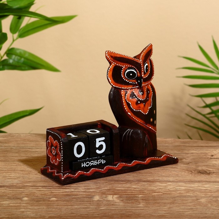 Календарь настольный «Сова», 15×6×12 +/- 1.5 см, дерево Календарь настольный «Сова», 15×6×12 +/- 1.5 см, дерево