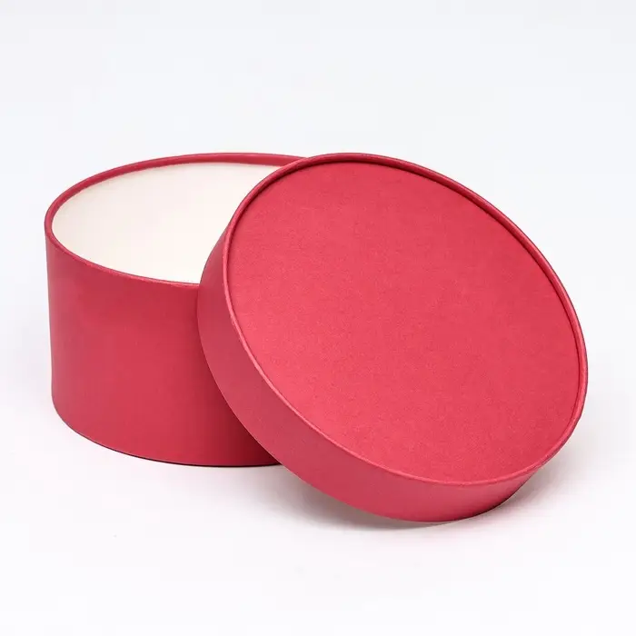 Подарочная коробка круглая, красный бархат, завальцованная без окна, 21&times;11 см