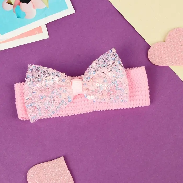 Повязка для волос Повязка для волос "Выбражулька" блеск классик перелив, 16х3 см, розовый