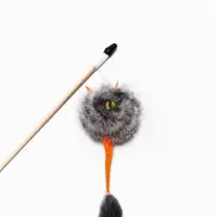 Дразнилка - удочка из меха кролика &laquo;Монстрик&raquo;, на деревянной палочке, цвет МИКС