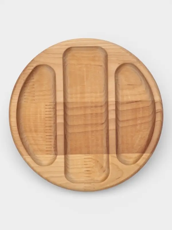 Подарочный набор посуды Adelica &laquo;Бари&raquo;, доска разделочная d=25 см, блюдо для подачи d=24 см, менажница 3 секции d=20 см, подставка, дерево берёза