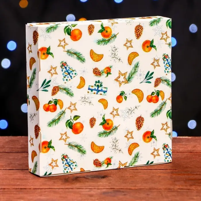 Коробка самосборная «Новогоднее настроение », 16×16×3 см