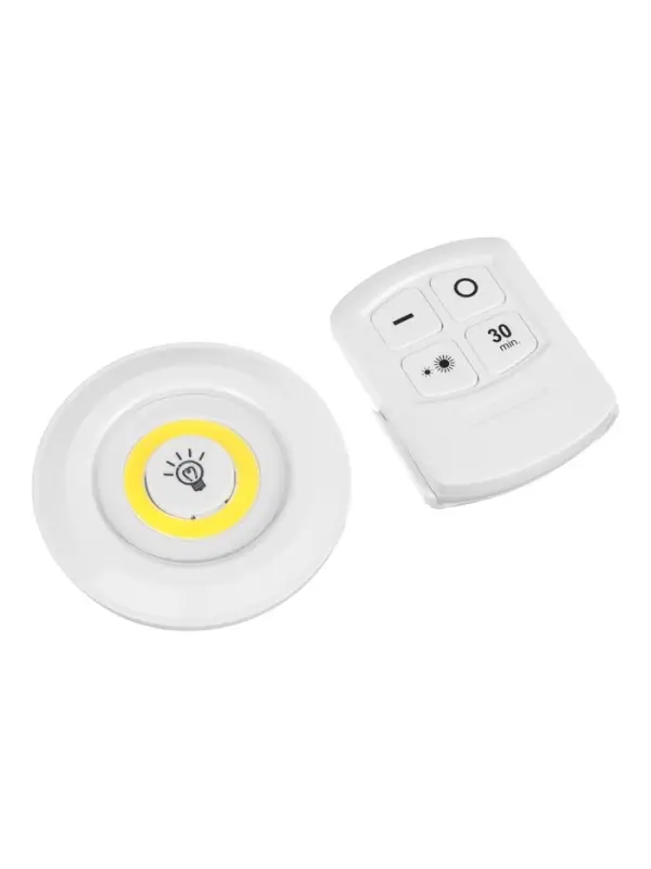 Набор светильников светодиодных, 3 штуки, нажимной, 3000К, от батареек, пульт в комплекте