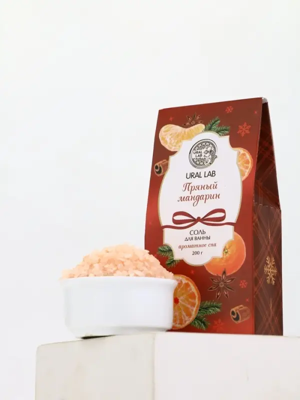 Соль для ванны, аромат пряный мандарин, 200 г, URAL LAB Соль для ванны, аромат пряный мандарин, 200 г, URAL LAB