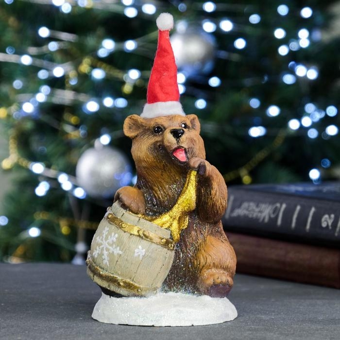 Копилка для денег «Медведь с бочонком новогодний», 12×8×14 см Копилка для денег «Медведь с бочонком новогодний», 12×8×14 см