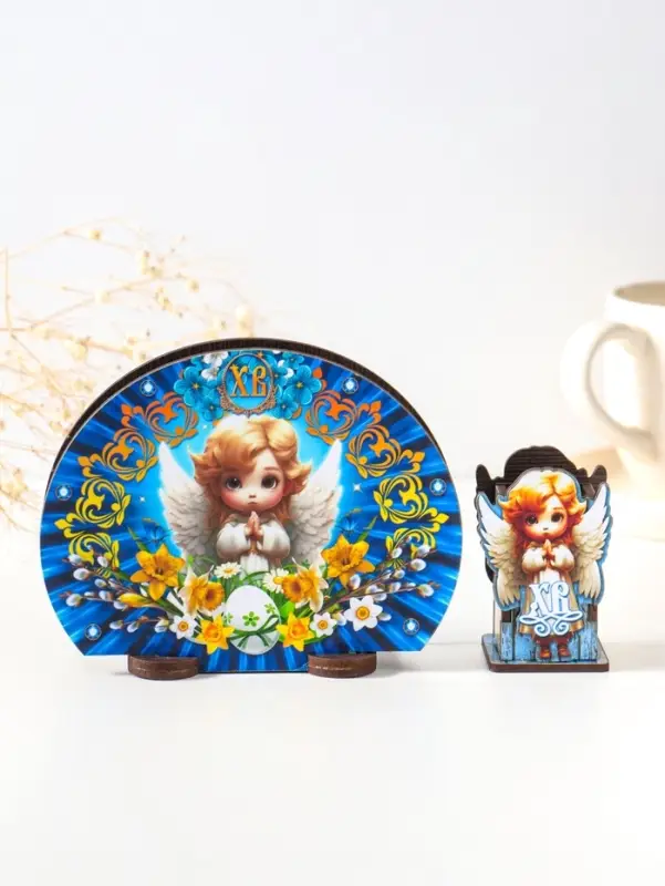 Набор пасхальный салфетница+подставка под зубочистки №1,  10х12,8х5 см; / 3,7х3,7х6,5 см