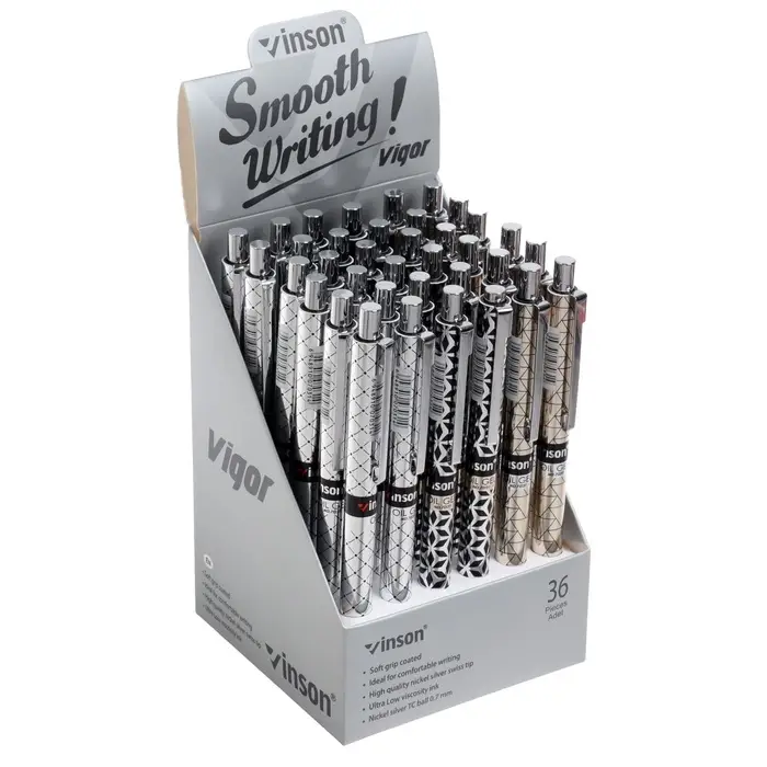 Ручка шариковая Vinson. Noble, автоматическая, синий стержень, узел 0.7 мм, на масляной основе, МИКС