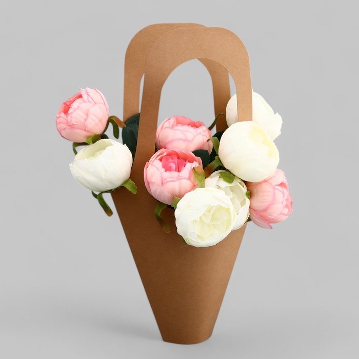 Переноска для цветов, крафт, 43х23 см Переноска для цветов, крафт, 43х23 см