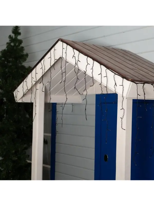 Гирлянда &laquo;Бахрома&raquo; 3&times;0.6 м, IP44, УМС, тёмная нить, 160 LED, свечение синее, 220 В