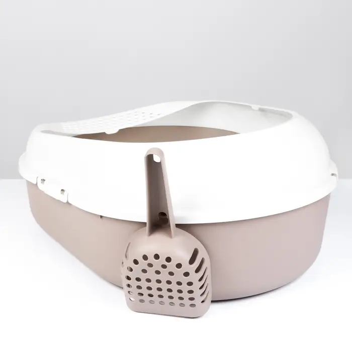 Лоток для кошек с бортом, сеткой и совком Лоток для кошек с бортом, сеткой и совком "Космо" 51,9 x37,8 x 21,3 см, коричневый