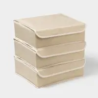 Органайзеры для хранения белья &laquo;Пастель&raquo;, 3 шт., с крышкой, 31.5&times;25&times;10 см, бежевые